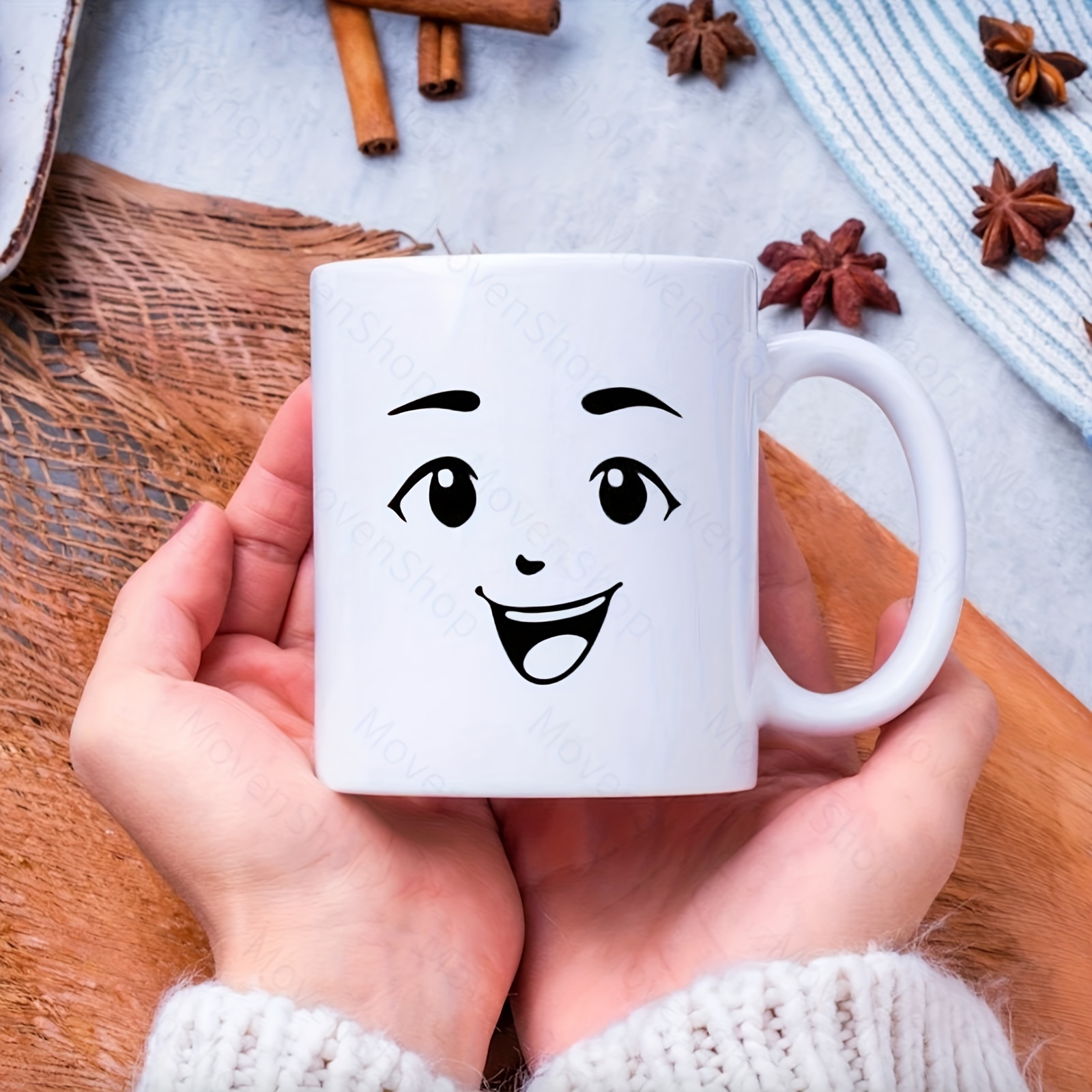 White Cup of Happy Smiley Iced Coffee Glass