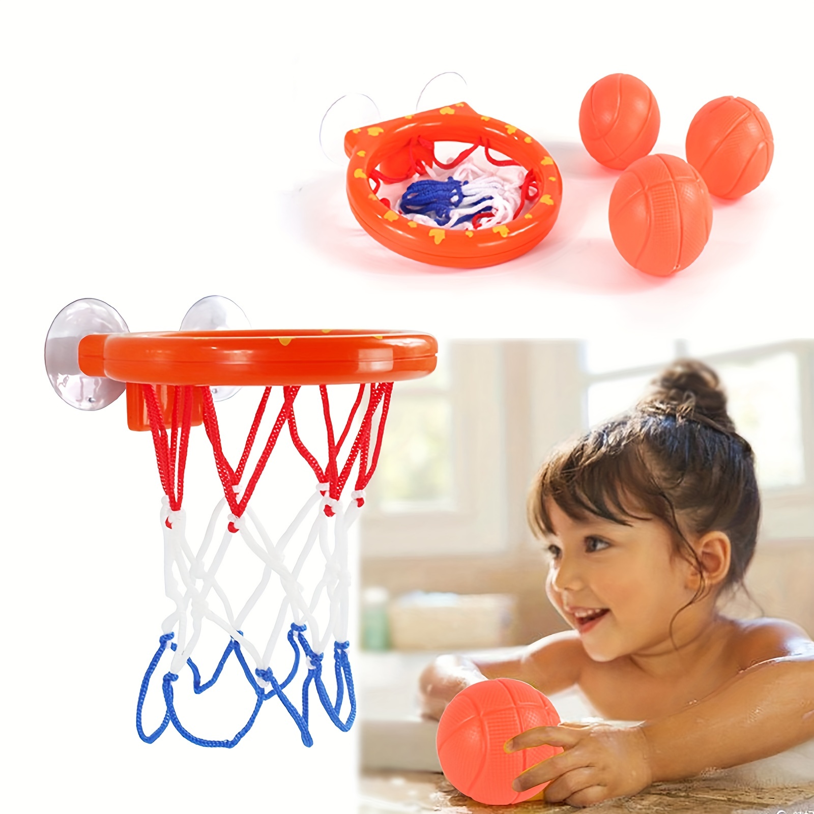  Toddler Bath Toys - Bathtub Basketball Hoop for Kids ,Fun Bath  Toys Shower Toys for Toddlers 1-3 , Bath Basketball Hoop for Kids，with 3  Soft Balls Set & Strong Suction Cup