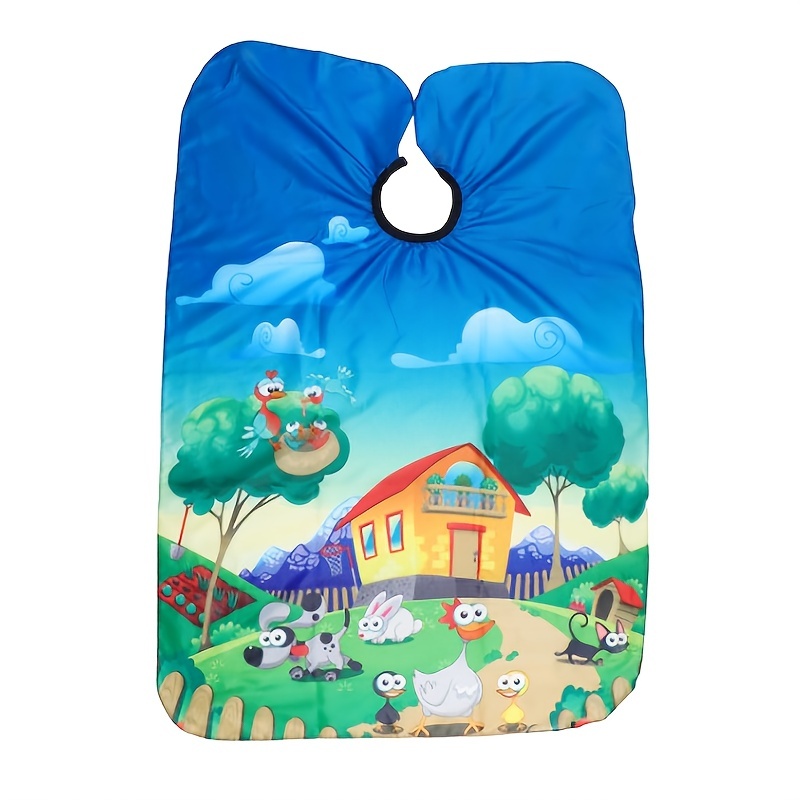 Cartoon House Pattern Haircut Cape Waterproof Barber Cape