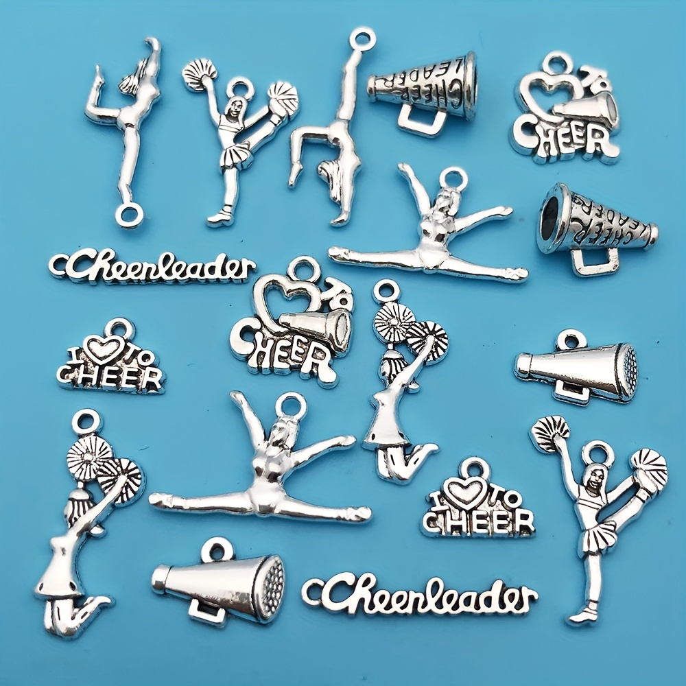 20pcs Cheerleader Charms Pendant Silver Cheer Charms DIY Cheerleader Gifts  and Jewelry Making Supplies