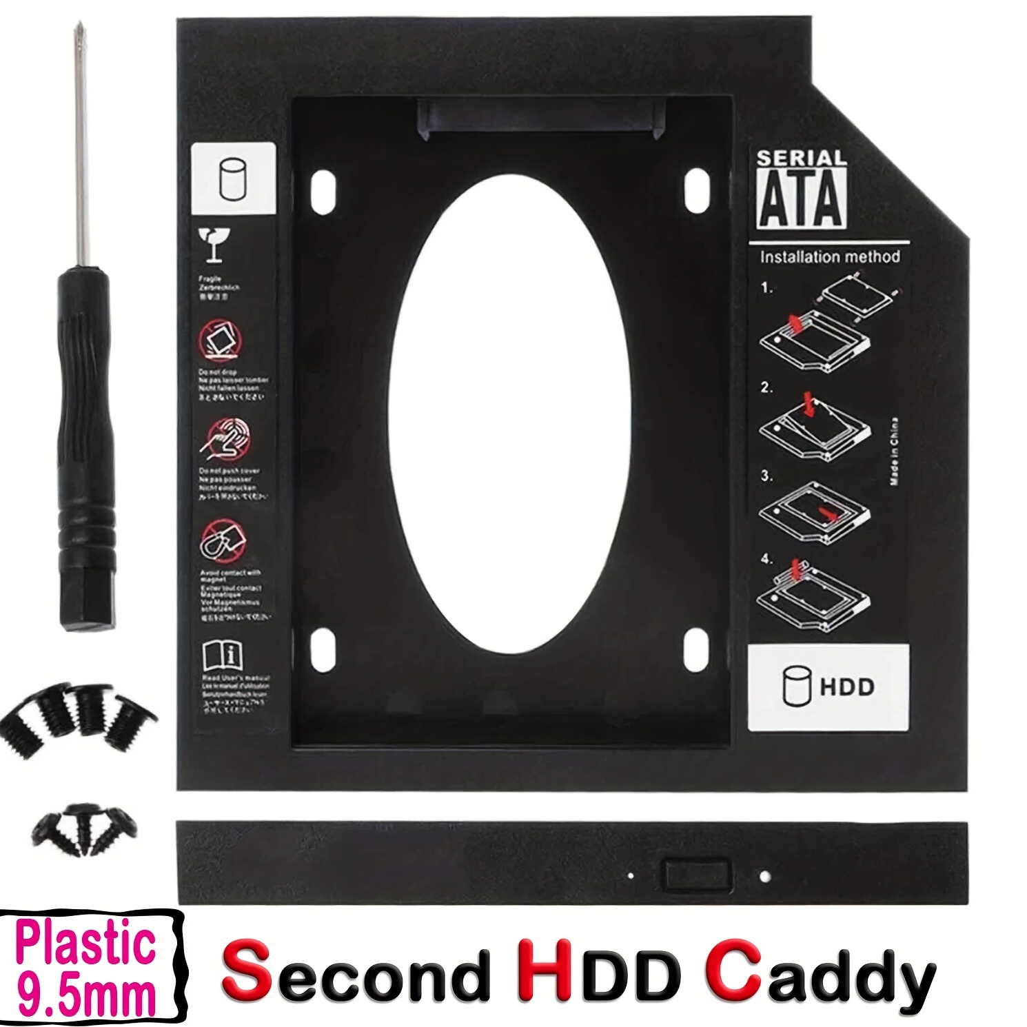 

Second Hdd Caddy 9.5mm 2.5" Sata Hard Drive Adapter Laptop Cd/dvd-rom Bay