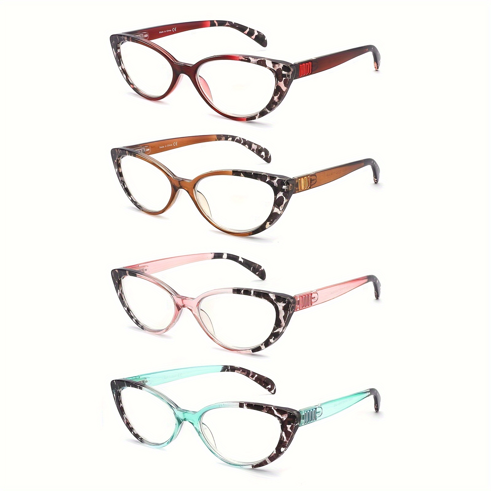 4 Pack Ladies Blue Light Filter Reading Glasses for Women 4 Pairs Mix / +2.50