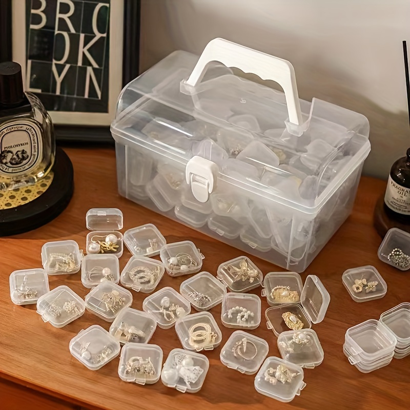 Mini Storage Box Transparent Square Plastic Box Empty Case - Temu