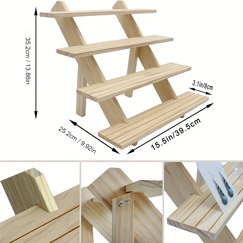  SSWBasics Expositor de madera de 3 paneles con 3 estantes, la  unidad se puede teñir o pintar, ideal para una amplia gama de mercancías  desde artículos para el hogar, ropa y