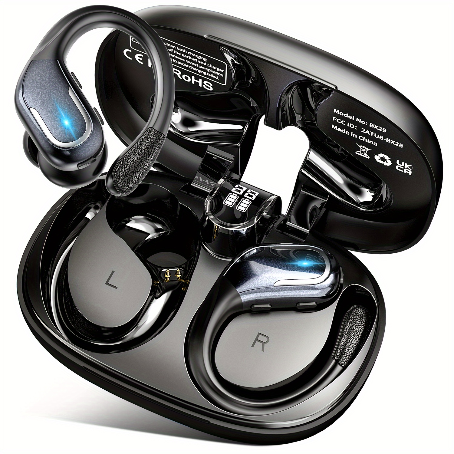 Mini auriculares inalámbricos, auriculares Bluetooth con control táctil con  carga inalámbrica, IPX7 auriculares estéreo deportivos impermeables
