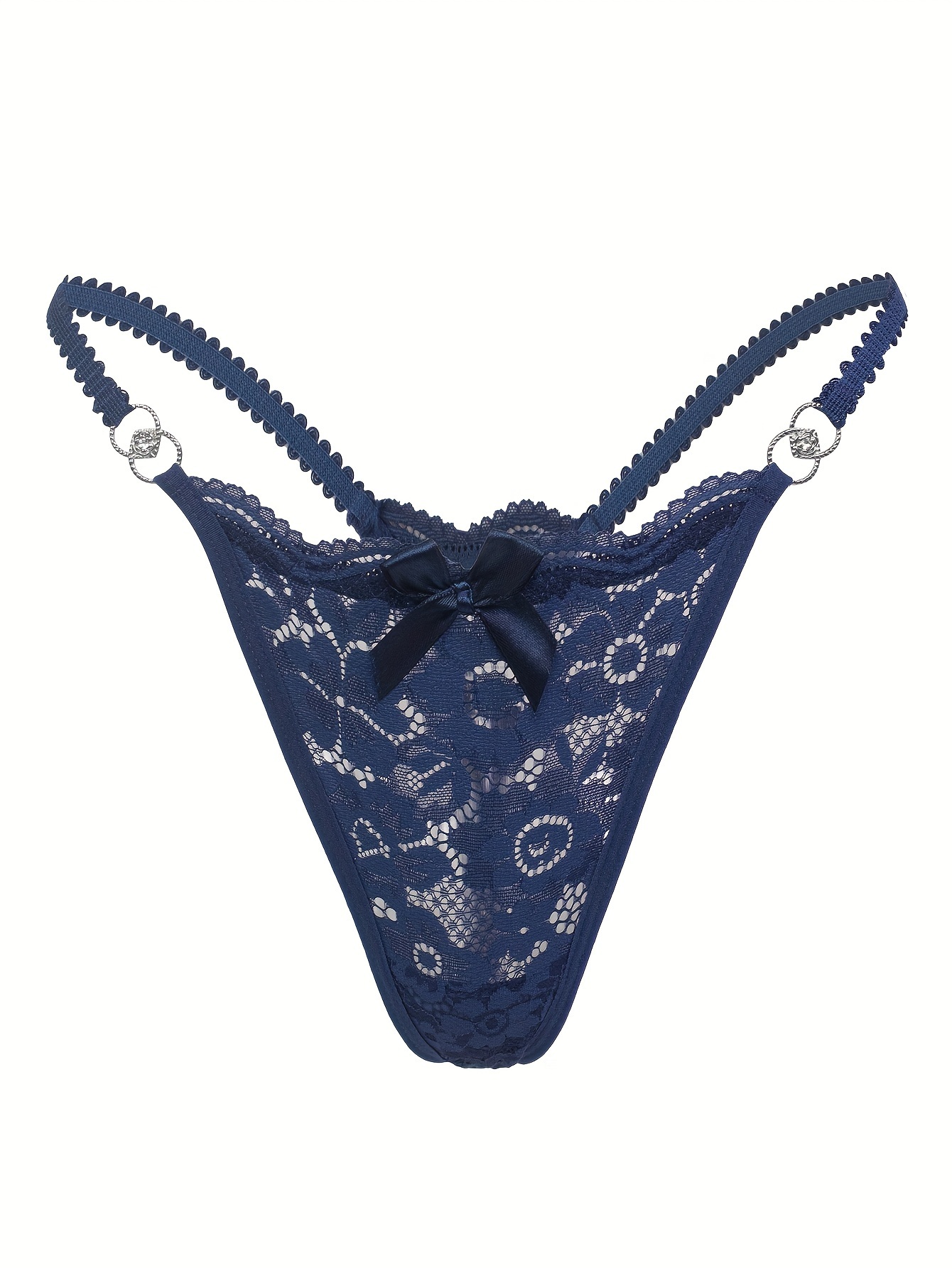 Floral Lace Thongs Breathable Comfy Cut Bow Tie Panties - Temu