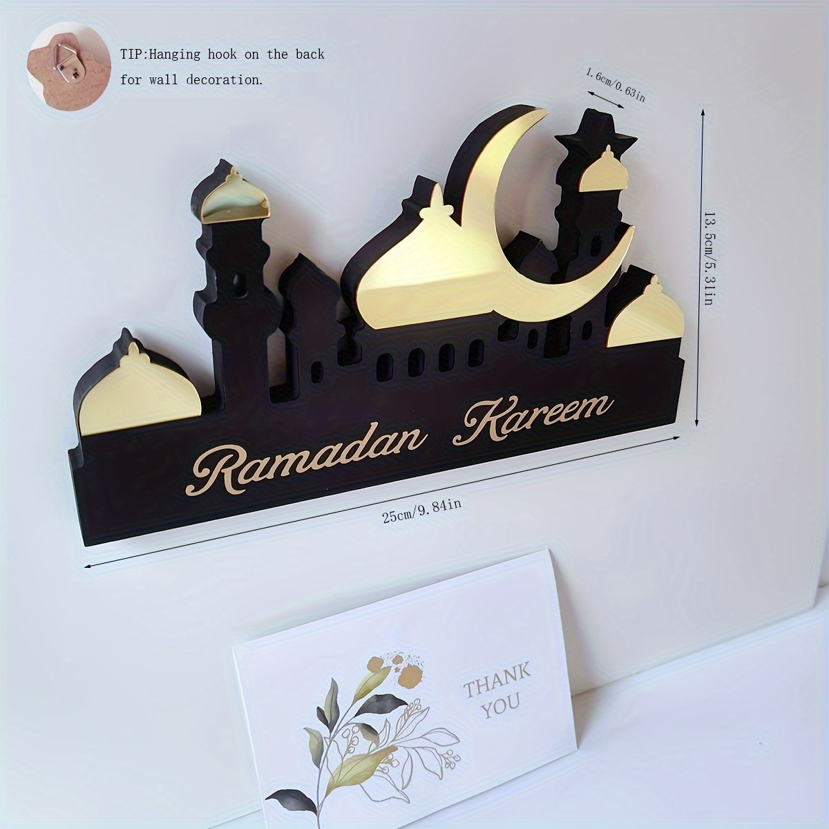1pc wooden acrylic islamic tabletop decors ramadan kareem and eid islamic ramadan eid decoration ramadan kareem 5 golden details 2