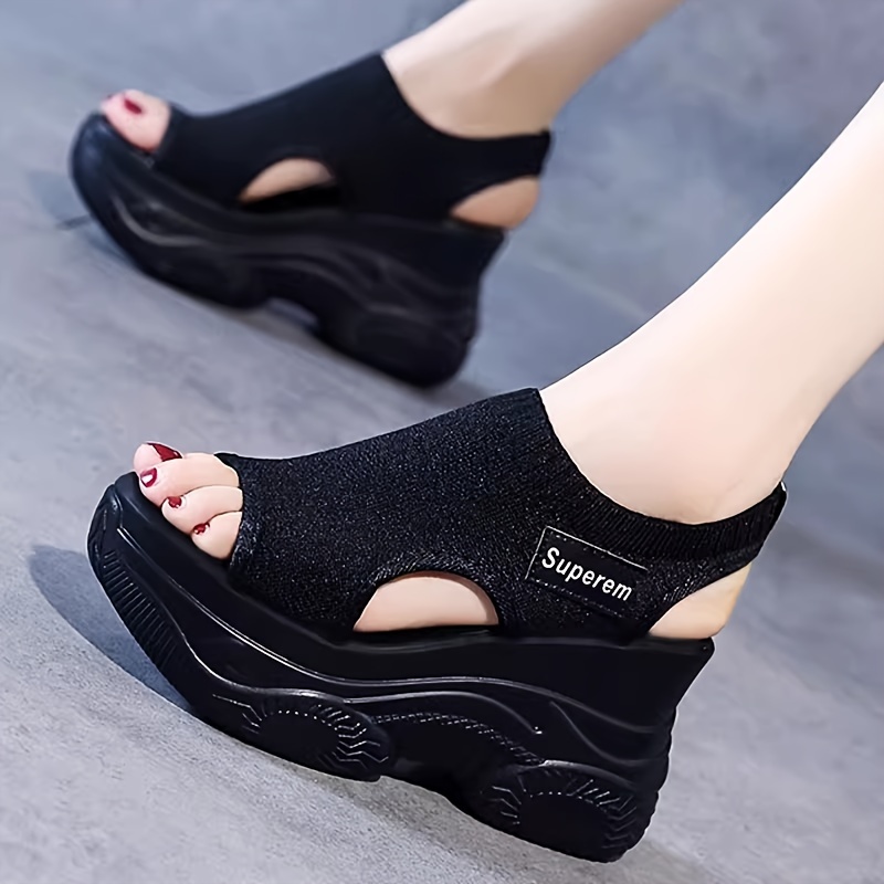 Platform hot sale stretch sandals