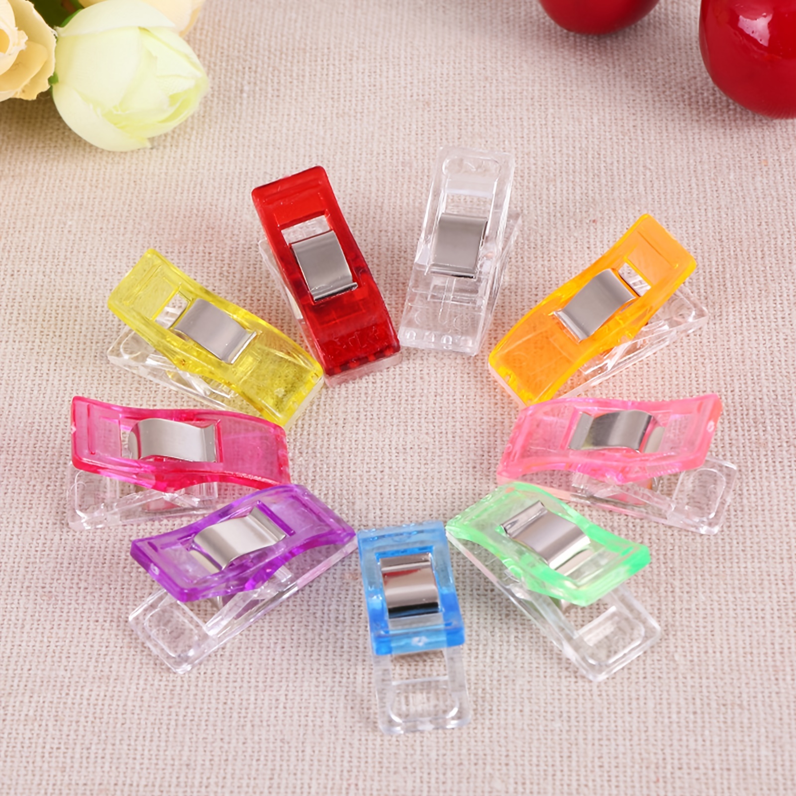 KOLUPA Sewing Clips, 100 Pcs with Plastic Box, Assorted Colors Quilt Clips Quilting Clips for Fabric Clips for Sewing and Quilting, Fabric Sewing