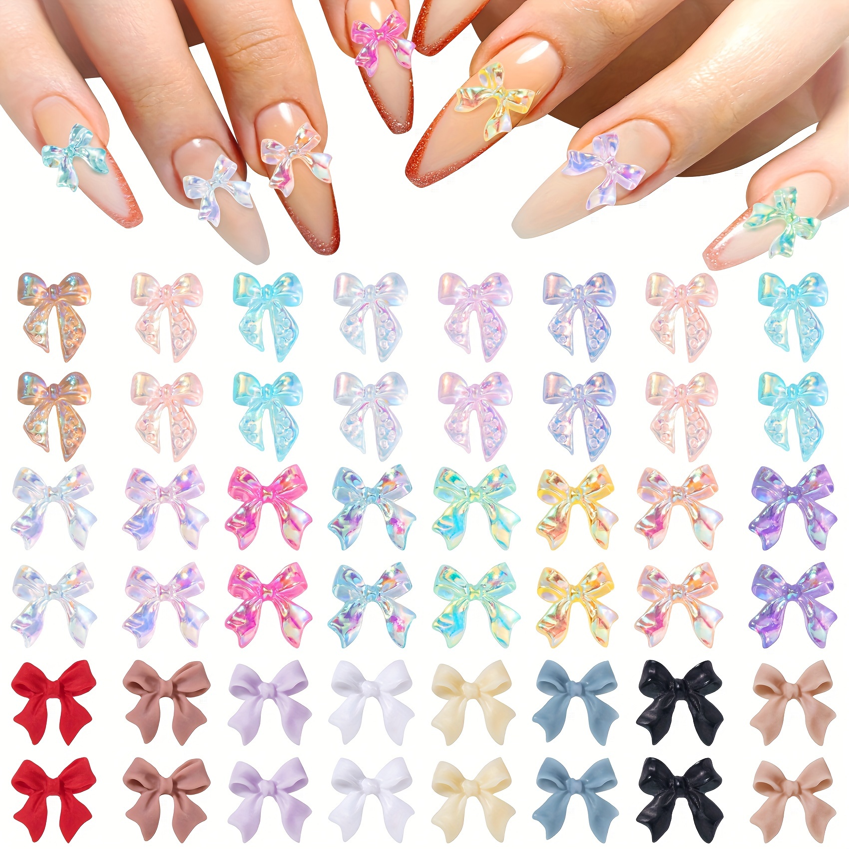 Bowknot Nail Charms 3d Kawaii Bow Nail Art Rhinestones resin - Temu