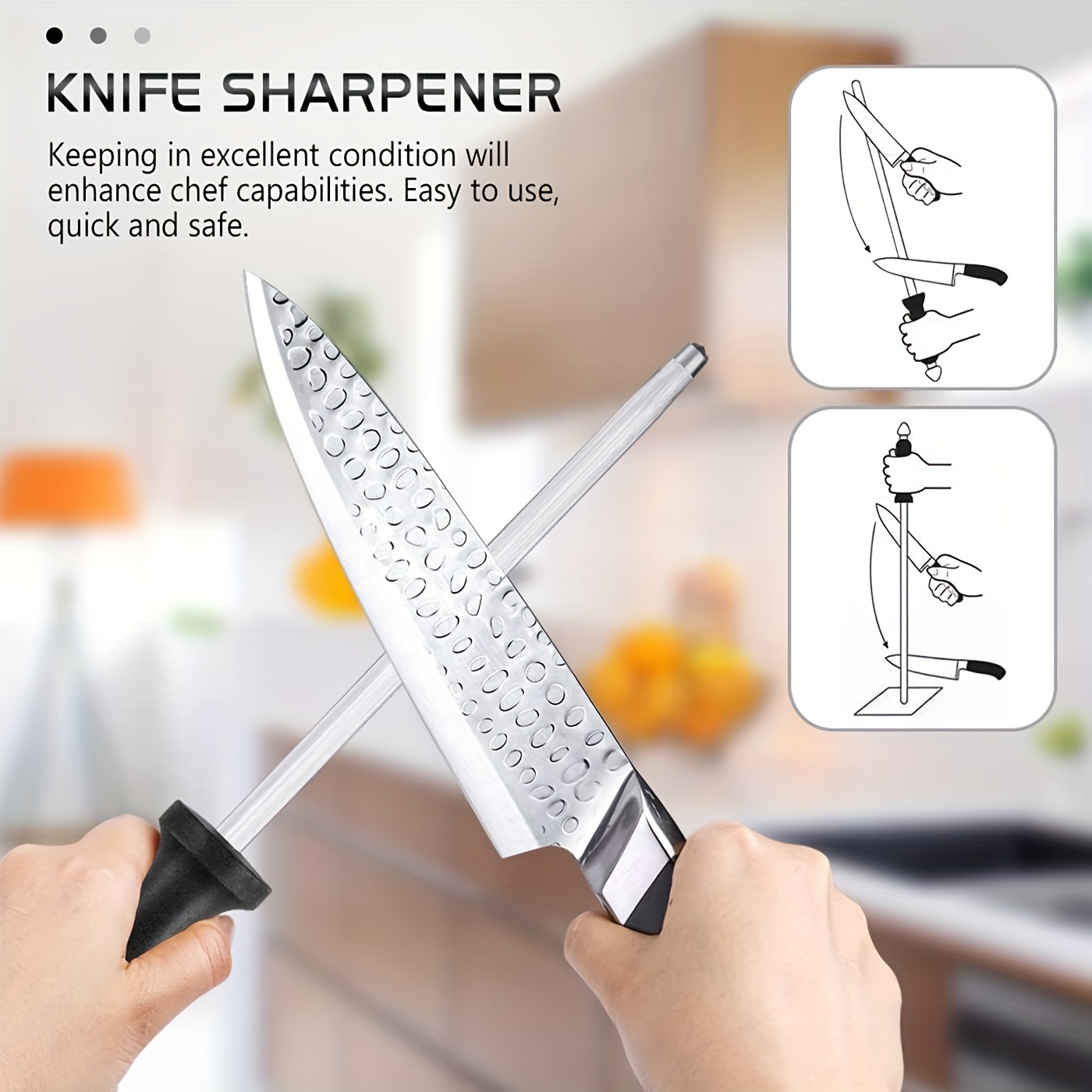 Knife Set, Kitchen Knife Set with Block Wooden, Manual Sharpening