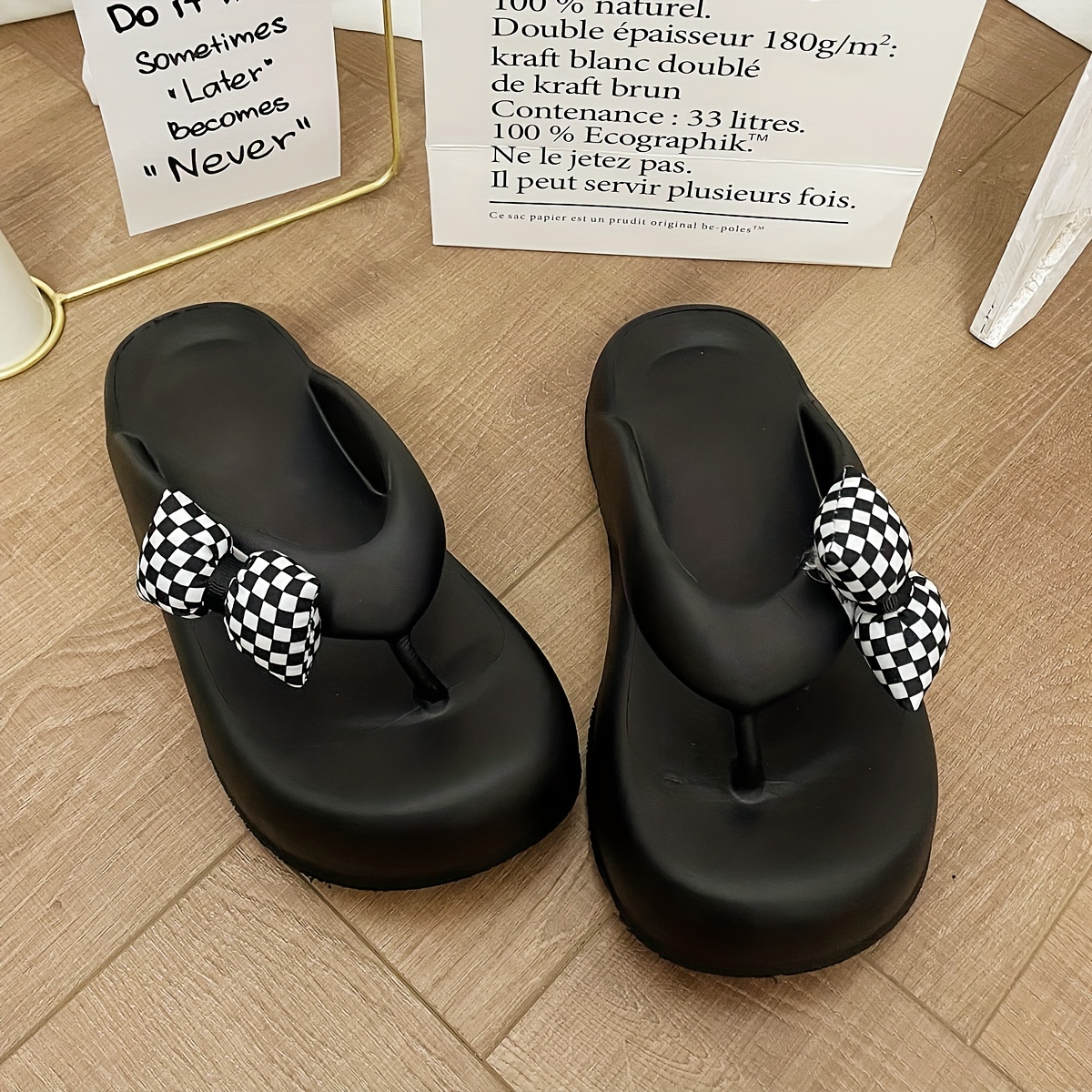 Checkered 2024 flip flops