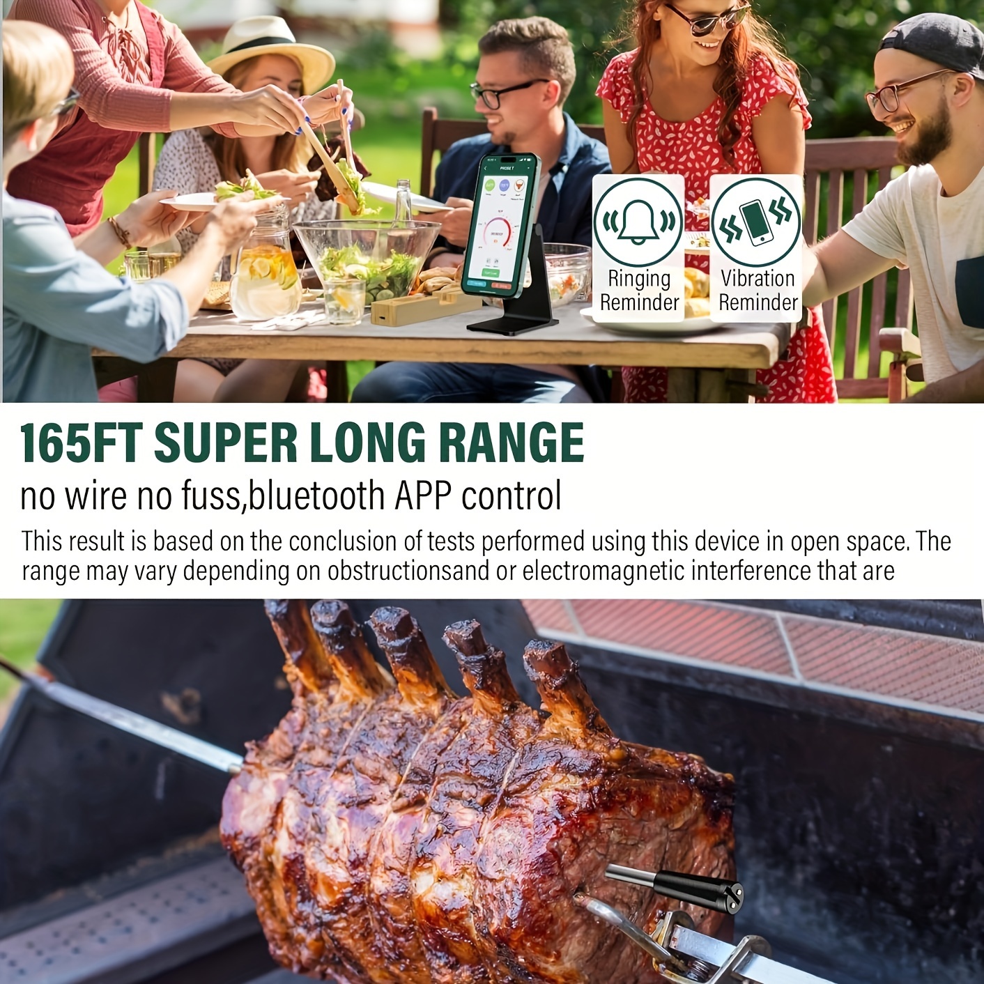 Wireless Meat Food Thermometer for Oven Grill BBQ Steak Turkey Smoker  Rotisserie Kitchen Smart Digital Bluetooth Barbecue Gifts