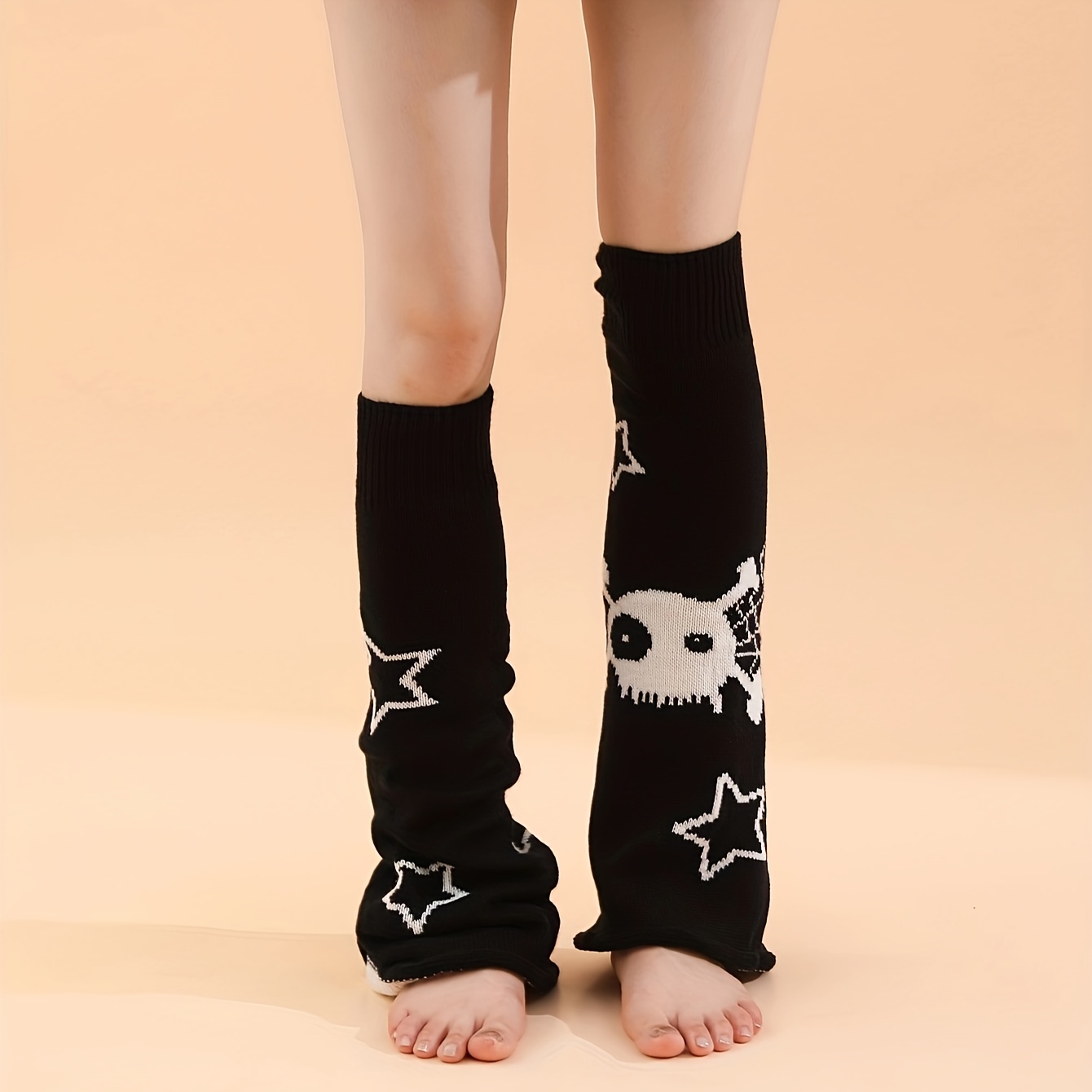 Skull Star Print Leg Warmers Y2k match Knee High Socks - Temu