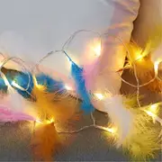 1pc 10leds feather string lights battery powered turkey feather fairy light starry christmas lights decor for party bedroom birthday 1 5m details 6
