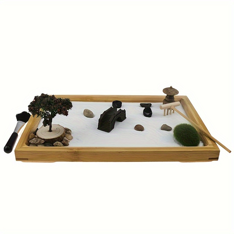 Mini kit de jardín zen de meditación, mesa japonesa, roca, arena, chakra,  buda, jardín zen, escritorio de oficina, decoración zen, regalos zen para