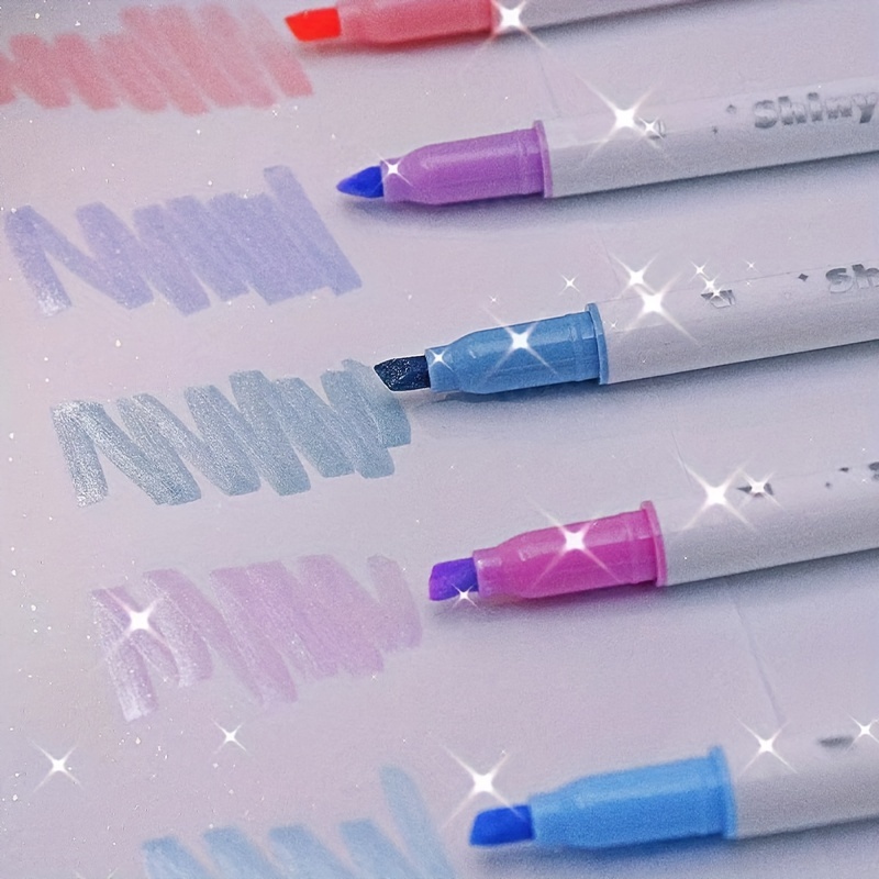 4 Colors/box Fine Glitter Highlighter Pen Set Fluorescent Markers