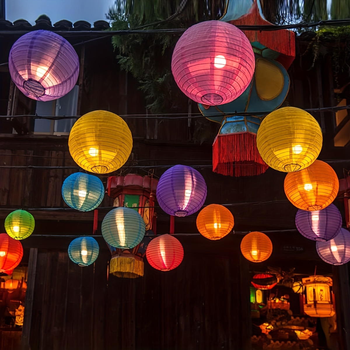 Colorful Paper Lanterns Multi color Chinese/japanese - Temu