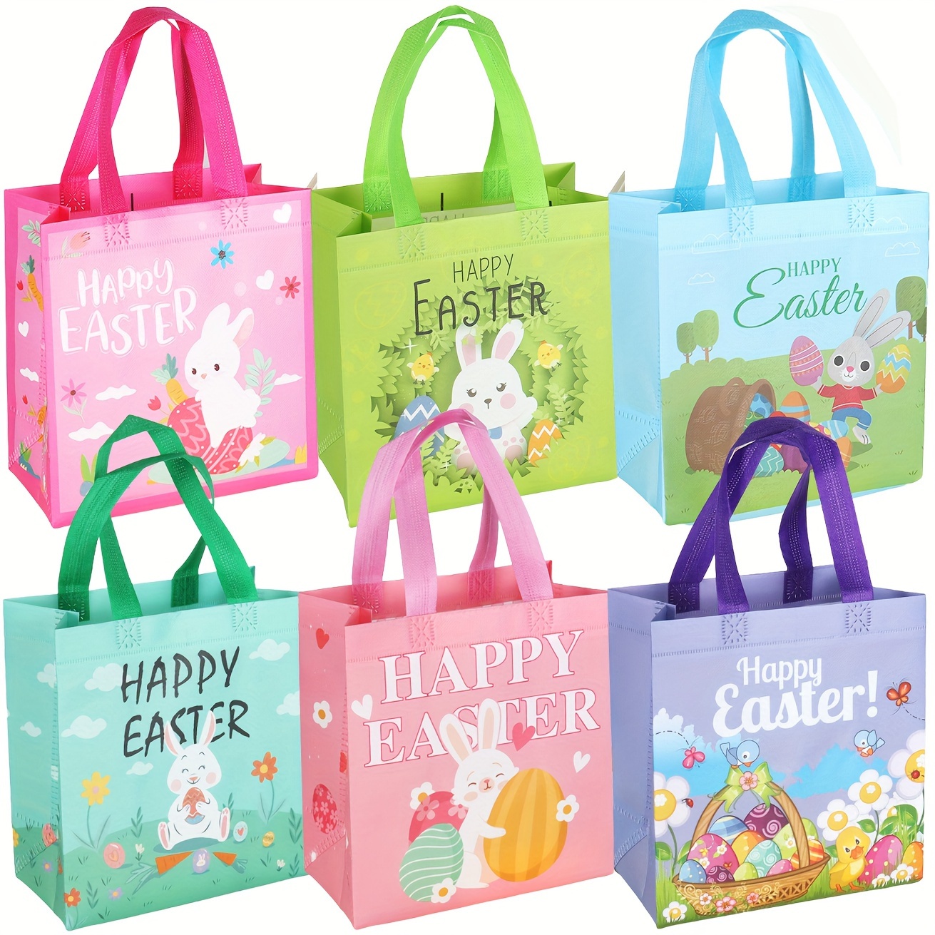 Easter Treat Sacks Bags Cloth with Burlap Drawstring | 24 Pieces 4 X 6 |  Holds Sweet Goodies Candy Cookies Chocolate Small Toys Eggs | Kids DIY