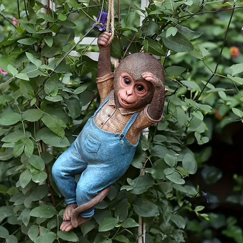 Sculpture de singe à suspendre, sculpture de jardin en résine, décoration  d'intérieur et d'extérieur pour jardin : : Jardin