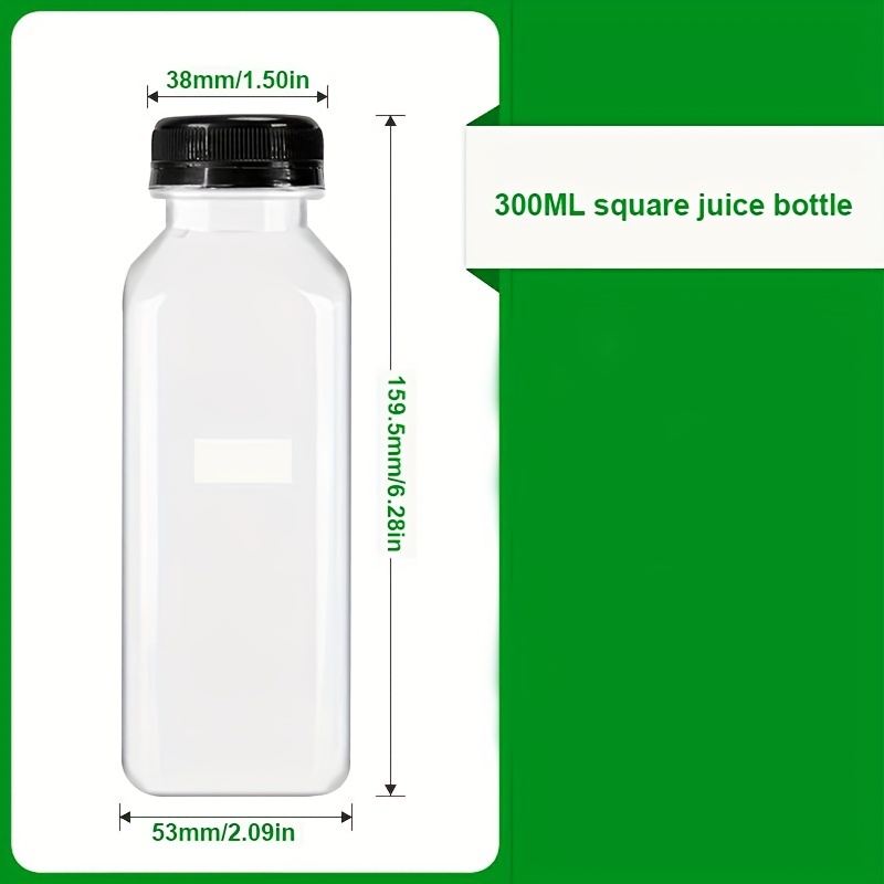 8pcs 300ml Transparent Plastic Milk Storage Bottles Empty Juice Bottles  Beverage Drinking Bottle Containers For Outdoor