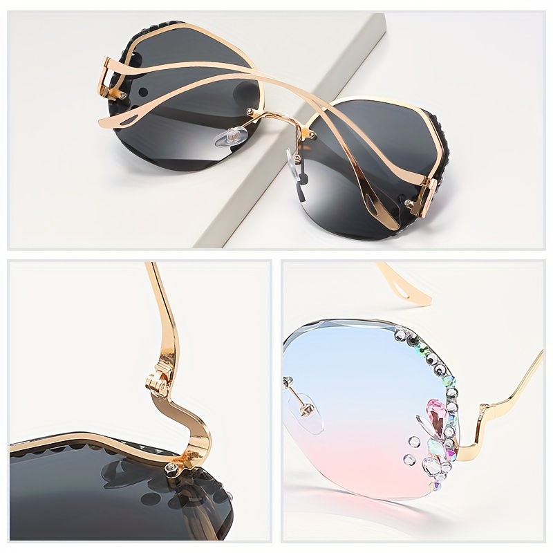 Large Round Rimless Sunglasses Women Luxury - Temu