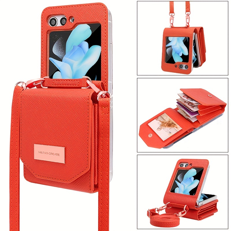 Pu Leather Crossbody Phone Case For Galaxy Z Flip 5 Flip5