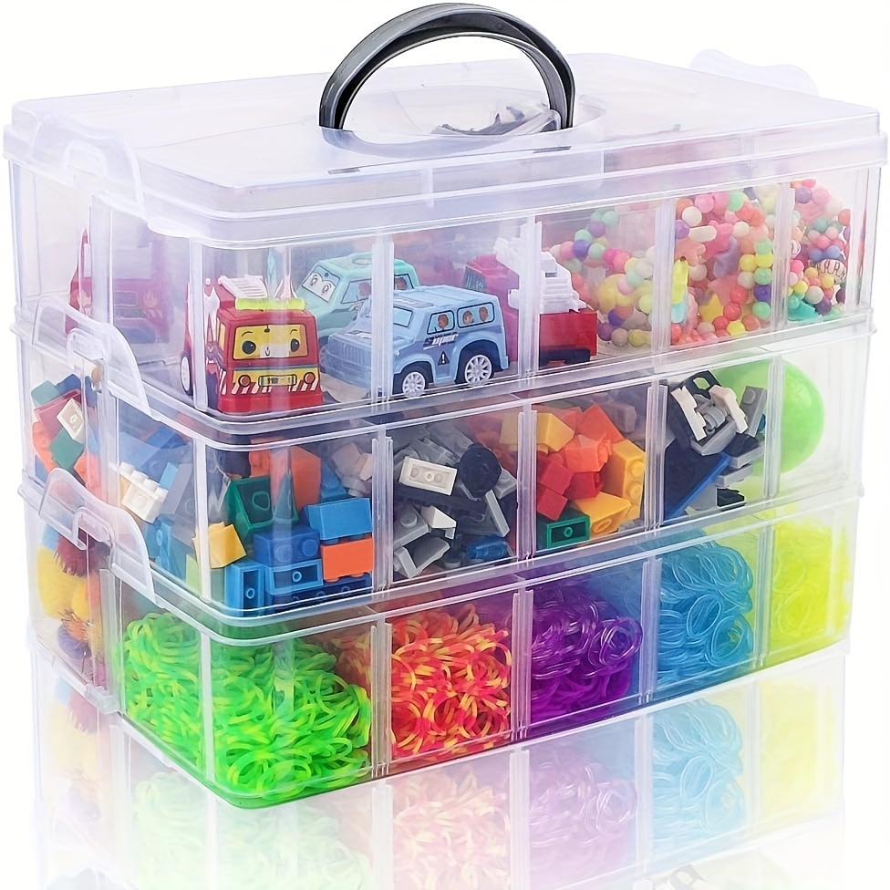 Plastic Creative Options Storage Containers with Adjustable  Dividers,Plastic Storage Box with 18 Removable Grids,Jewelry Organizer  Compartments for Cosmetics Craft, Toy, Fuse Beads, Washi Tapes 