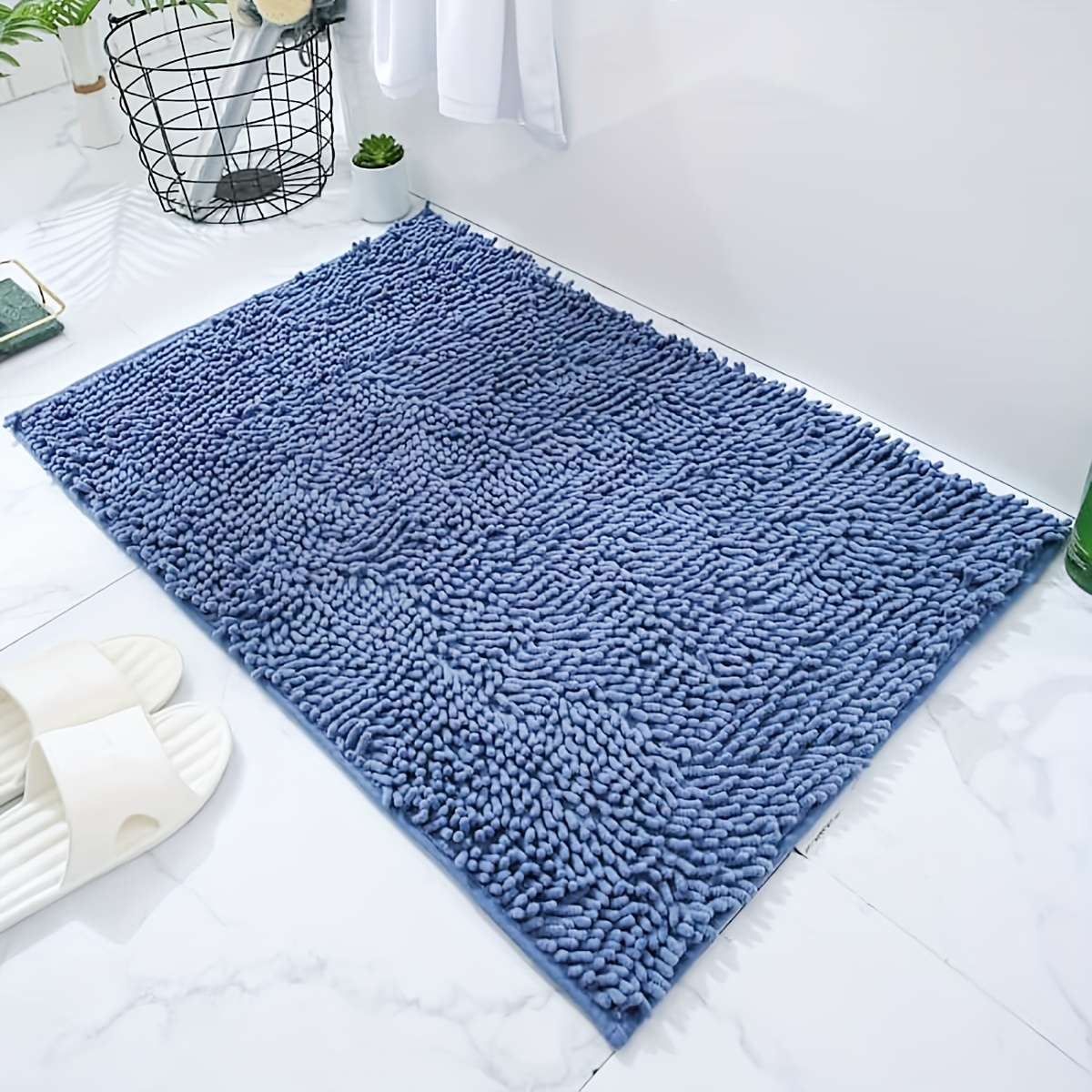 Soft And Absorbent Chenille Bathroom Rug - Non-slip And Machine