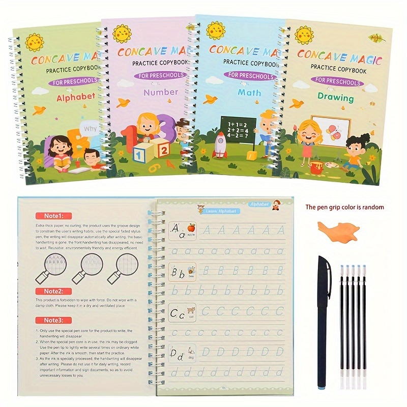 Lily Learning Handwriting Practice Kit - Reusable Copybooks for Kids -  Large Writing Practice Books - Magic Ink, Groove Workbooks (Full Set)
