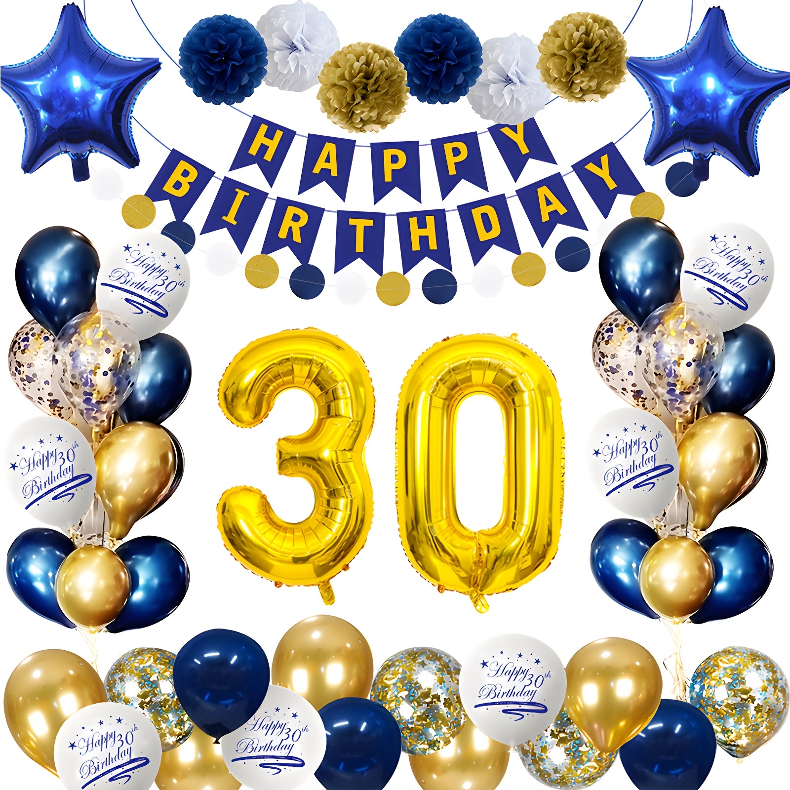 Palloncini Compleanno 60 anni,Decorazioni 60 Anni Compleanno Uomo con  Striscione 60 Compleanno, Bleu Argento Palloncini 60 Anni Compleanno per  Uomo