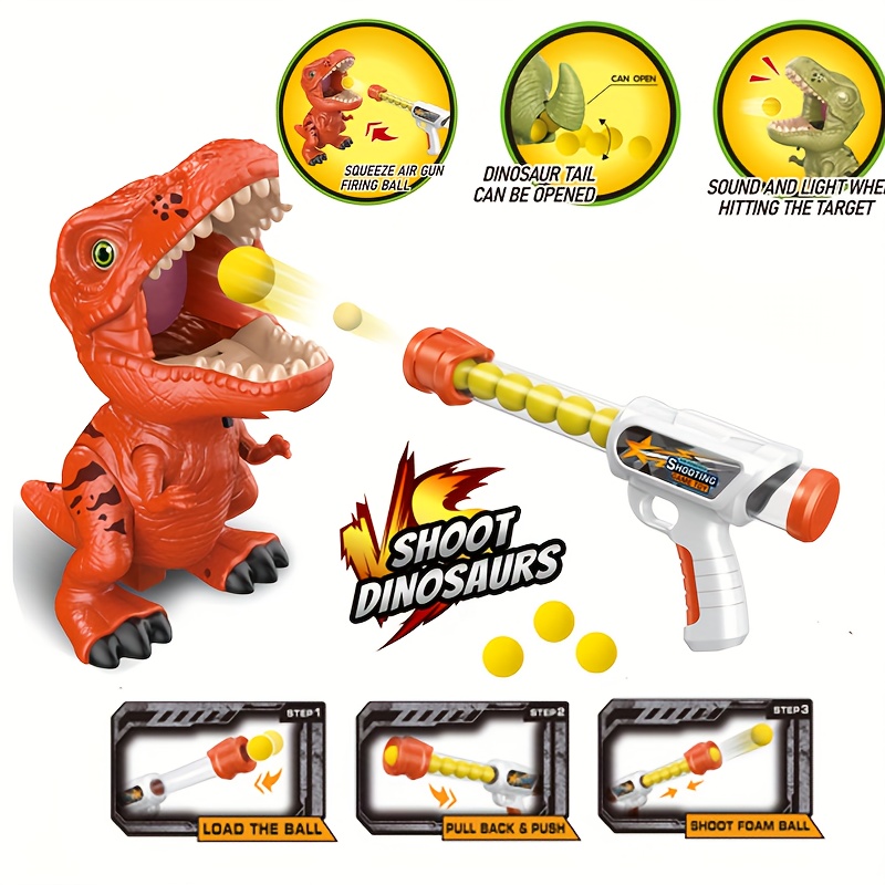 Super Fun Dinosaur Shooting Games Kids 2 Air Pump Guns Led - Temu