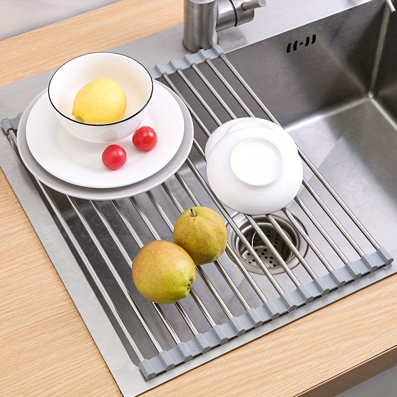 Kitchen Sink Folding Drain Rack, Kitchen Drainer Rack, Dishwasher Drain Rack,  Vegetable And Fruit Drain Rack Foldable Drain Rack Roll Up Dish Drying Rack  Sink Organizer - Temu