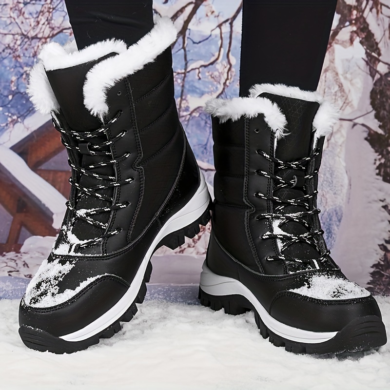 Women's Snow Boots Lace Up Platform Comfortable Walking Shoes