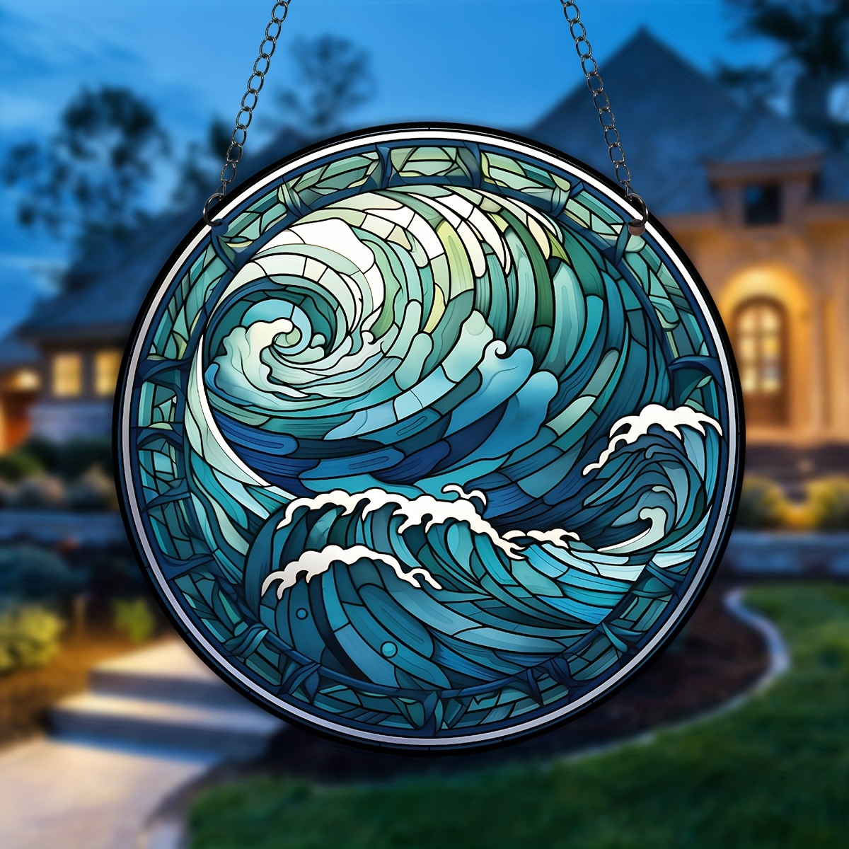 Glass Whirlpool Suncatcher, Japanese Ocean Window Ornament, Oriental Decor  – Ornately Lanterns