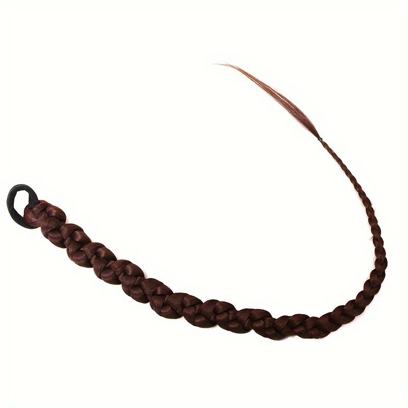 Long Braided Ponytail Extension With Hair Tie Straight Wrap Around Hair Extensions Ponytail Soft Synthetic Hair Piece For Women Daily Wear 28 Inch Black Hair Accessories Halloween Christmas