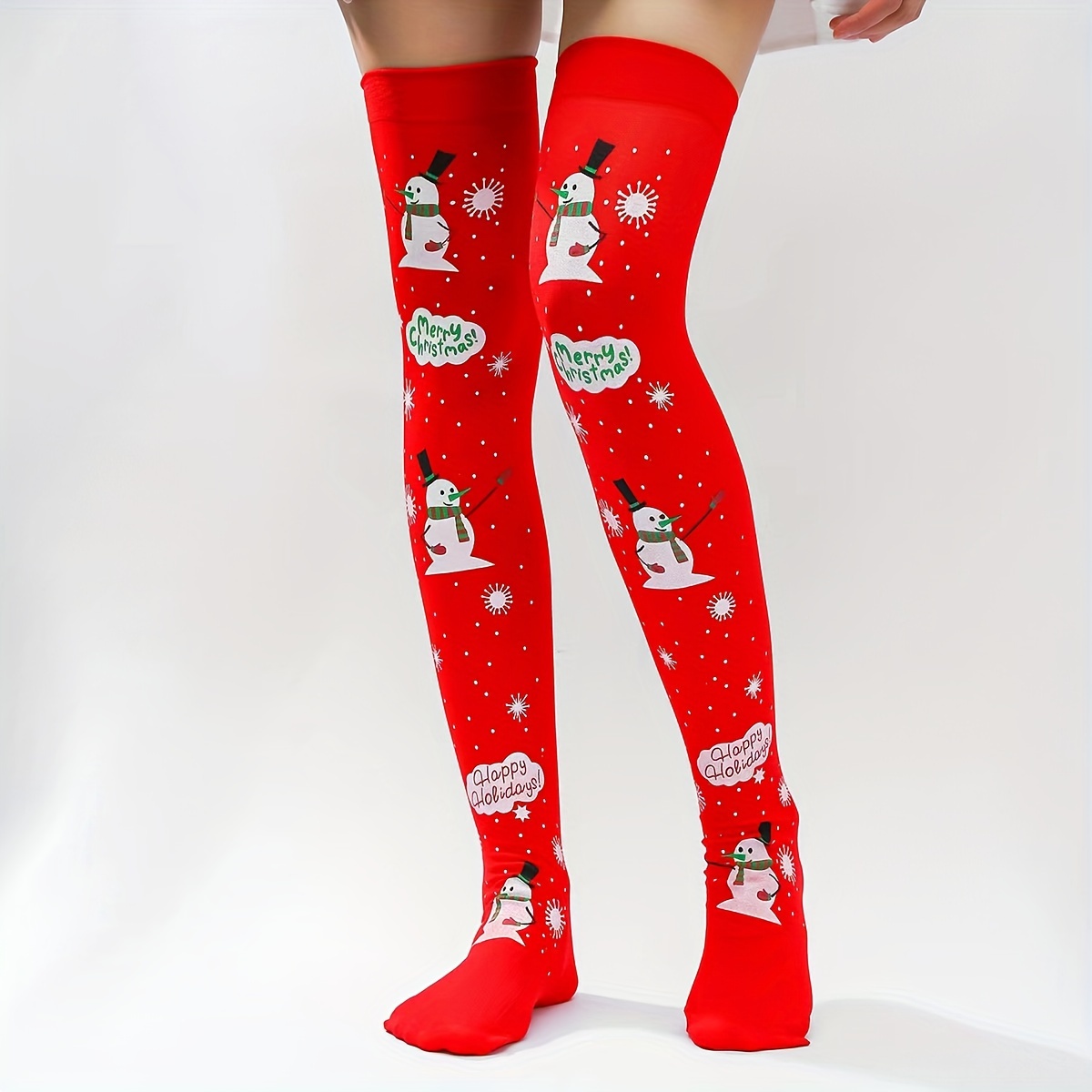 Christmas Graphic Pattern Thigh High Socks Comfy Knee Socks - Temu