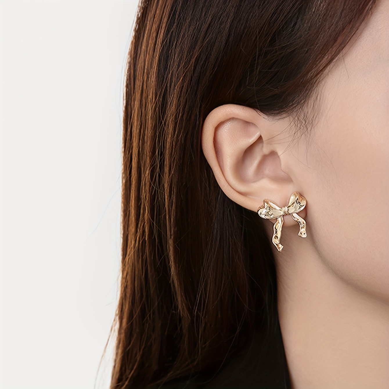 Bronze Asymmetrical Butterfly Bow Earrings
