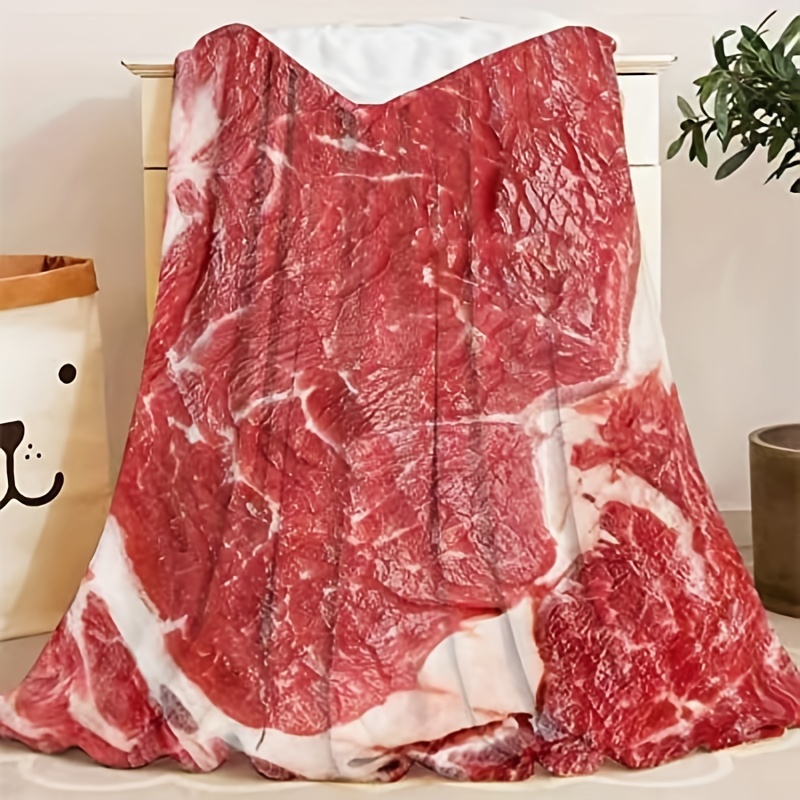  Red Meat - Beef Food Blanket Throw, Funny Food Flannel