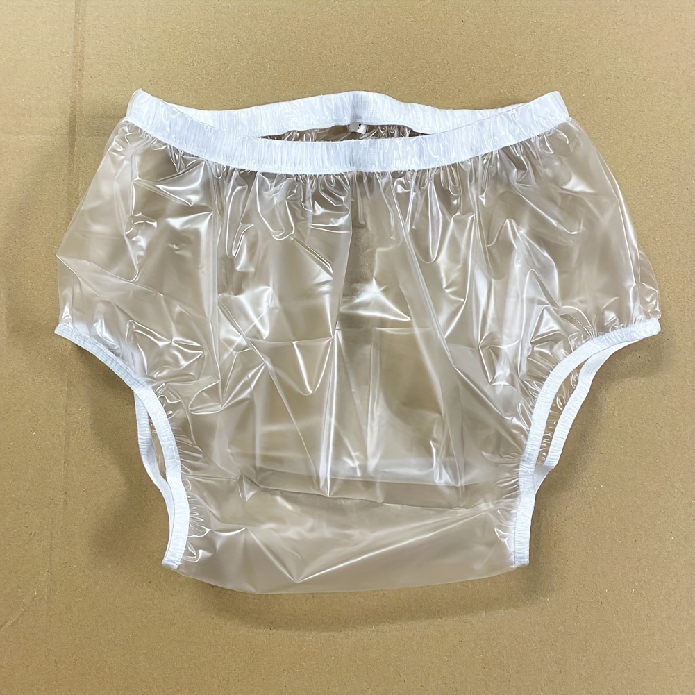 Adult Incontinence Pull-on Plastic Pants PVC Pants 3 Pack (X-Large,  Transparent White)