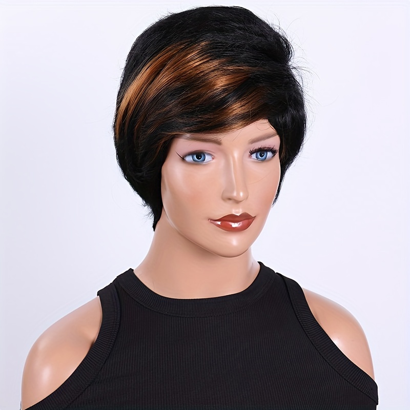 Short Bob Wig With Bangs Pixie Layered Wavy Wig