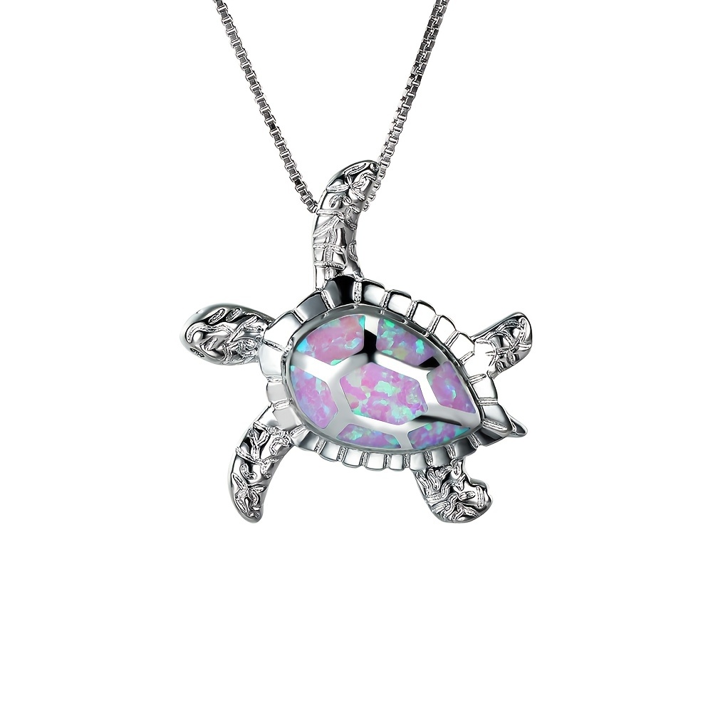Jacquard Turtle Necklace Mysterious Sea Blue Hoop Turtle Temu