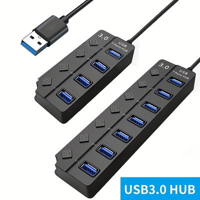 4-Port/7-Port USB 3.0/2.0 HUB Splitter With LED Power Indicator And Switch (30CM Cable)