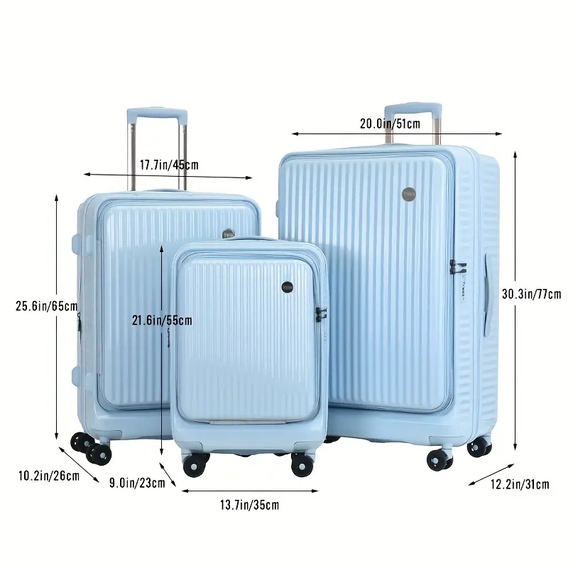 Luggage Set Pc+abs Suitcase Front Pocket Expandable Spinner - Temu
