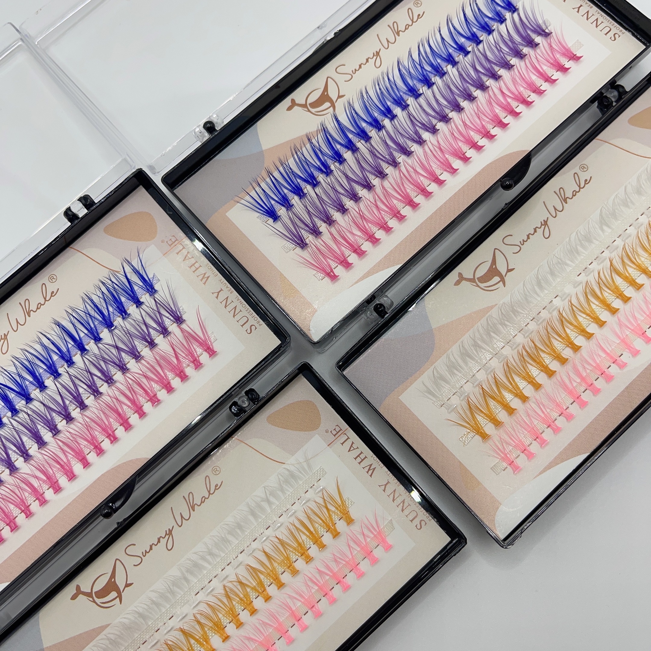 4 Boxes Colored Cluster Lashes Mix Individual Lashes Soft Lash Extension