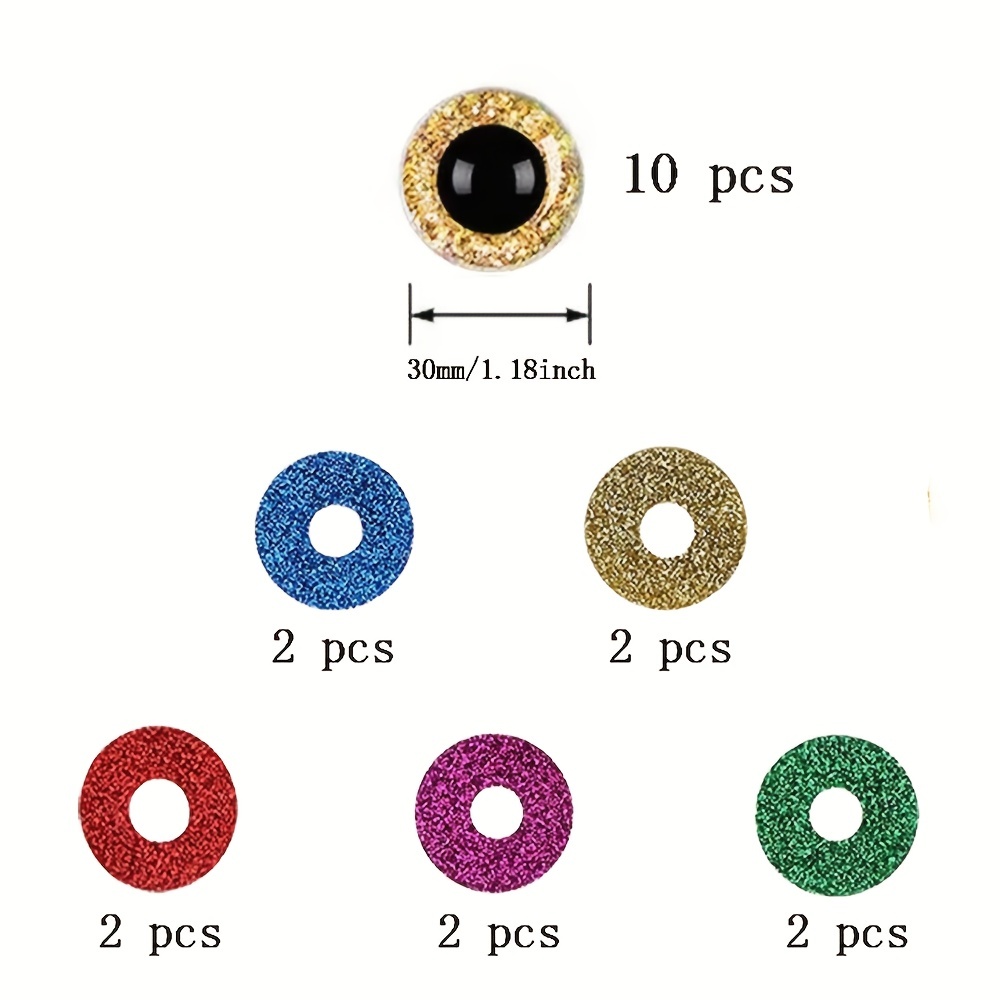Animal eyes - safety eyes coloured 30mm - 10pcs