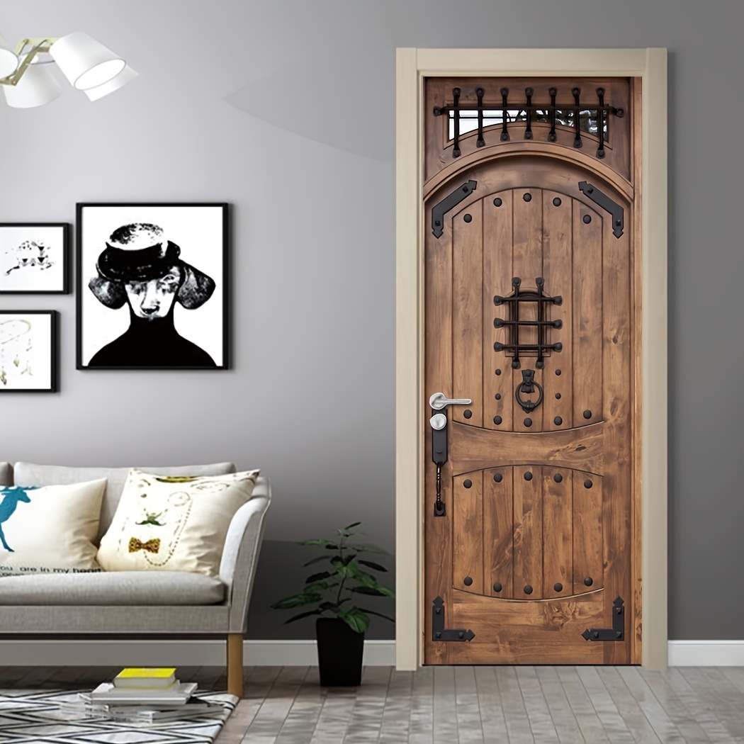 Adesivi per porte retrò carta da parati per porte in legno imitazione  adesivo da parete in vinile autoadesivo 3D soggiorno corridoio Decor Decal  per la casa