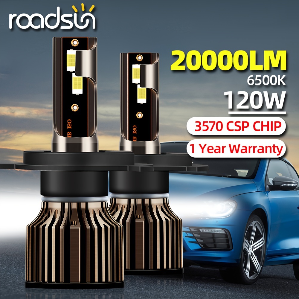 Roadsun Car Lights H4 Led H7 Headlight Bulb 3570 Csp Chip - Temu