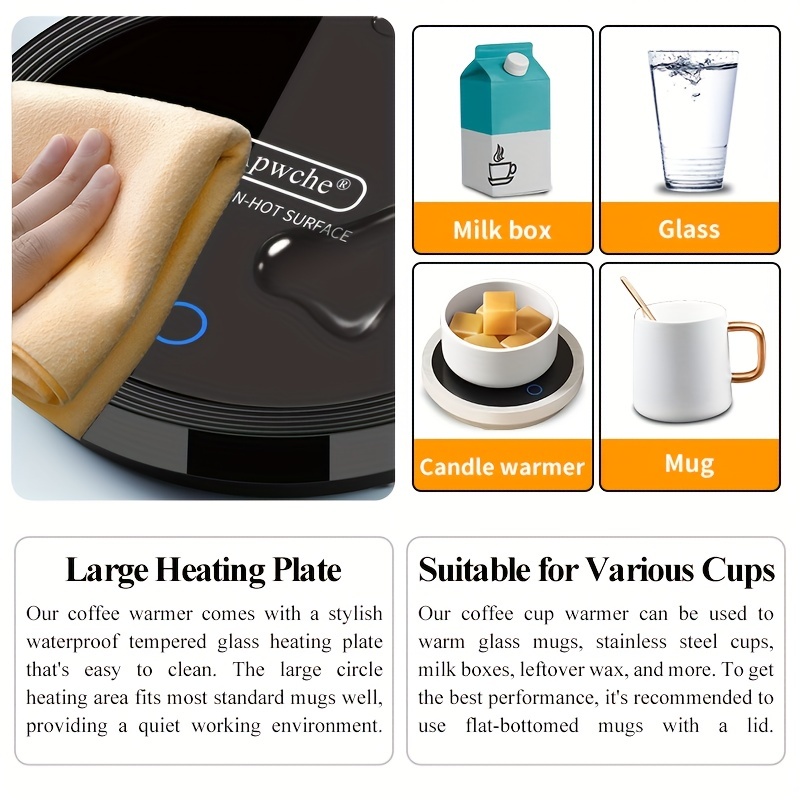 Home-X Mug Warmer, Desktop Heated Coffee & Tea - Candle & Wax Warmer (White)