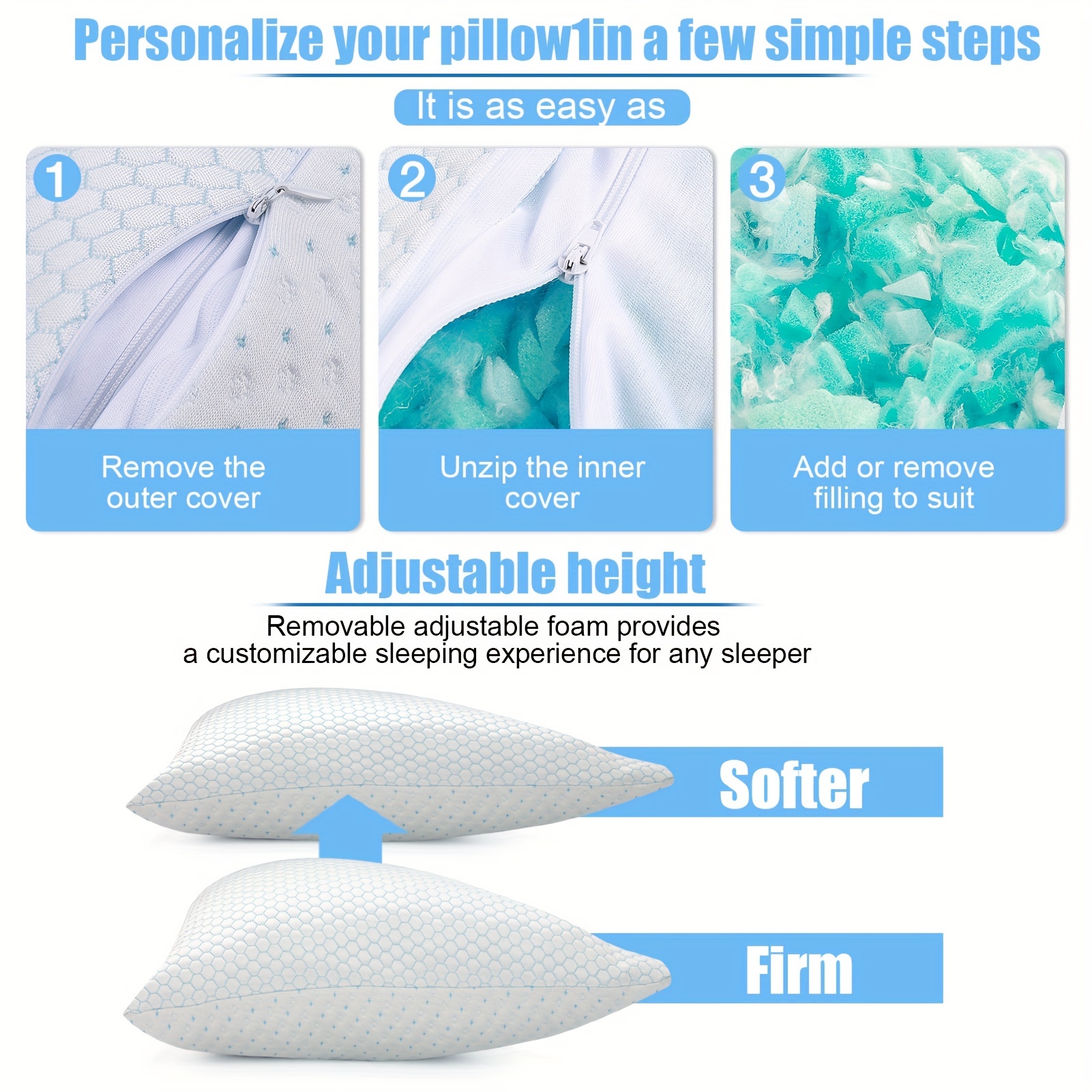 Cooling Side Sleeper Pillow - Neck Pillows for Pain Relief